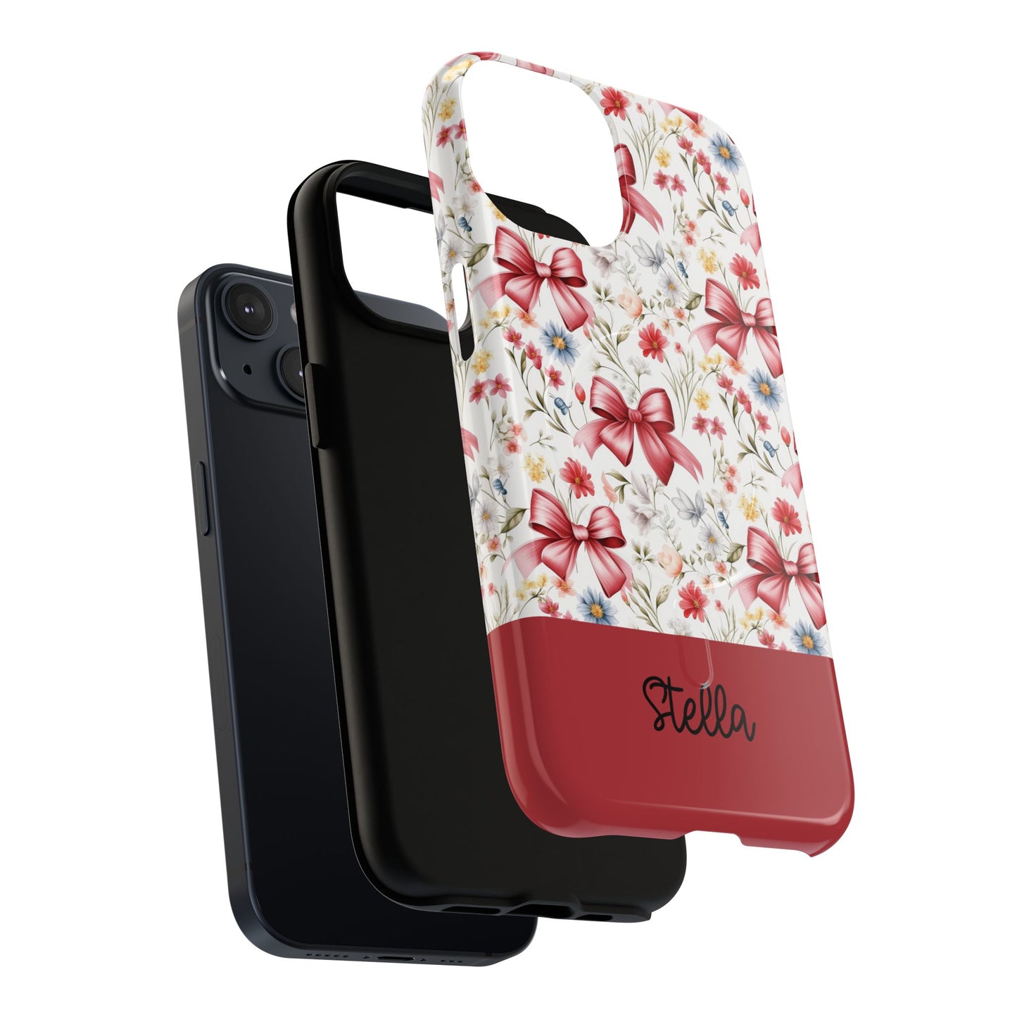 Personalized Rosette Coquette Floral Phone Case - Tough MagSafe® Magnetic Cases, Protective Cover, Stylish Tech Accessory, Gifts for Her