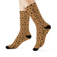 Winter Wonderland Brown Crew Socks - Soft & Elastic Polyester/Spandex Blend - One Size Fits All