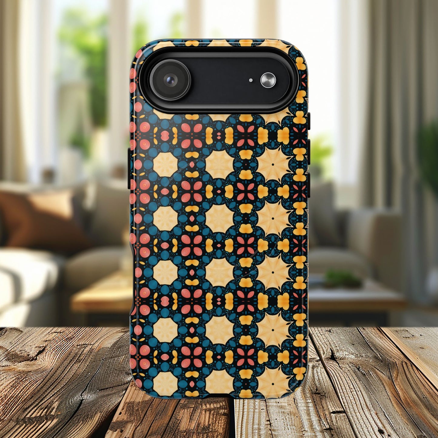 Celestial Spice Tiling Colorful Tough Magnetic iPhone Case, Unique iPhone Cover, Artistic Mobile Shell, Durable Design Accessory, Trendy Gift Idea, MagSafe® iPhone Case.