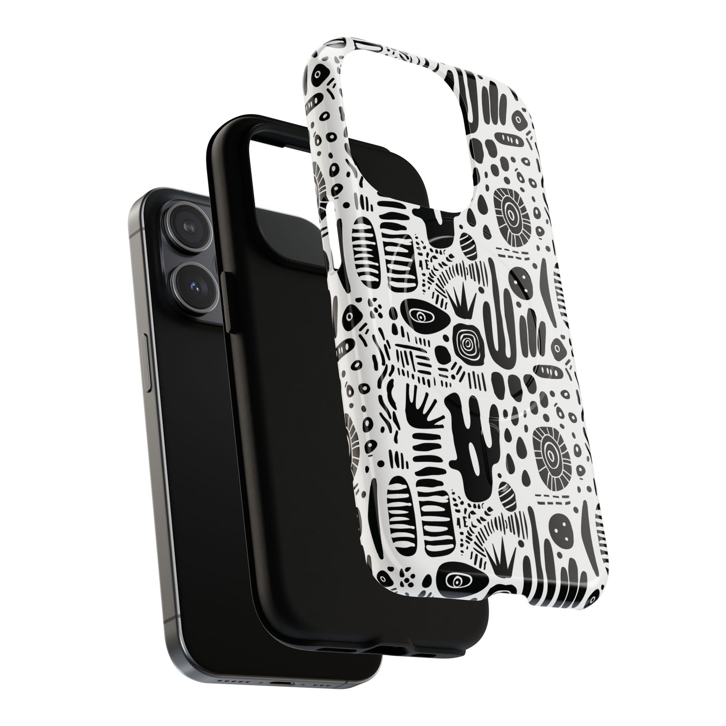 Abstract Monochrome Tough Magnetic iPhone Cases, Stylish Phone Cover, Durable Phone Protector, Modern Tech Accessories, Unique Gift Ideas