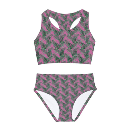 Pink Tropical Bliss Girls Two Piece Swimsuit (AOP)- (PY)