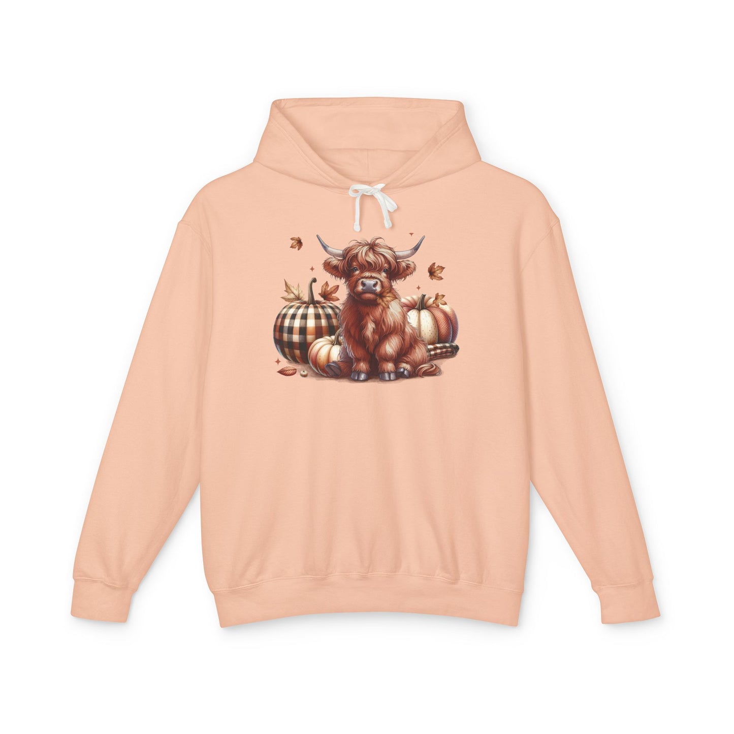 Autumn Highland Cow Charm Lightweight Hooded Sweatshirt