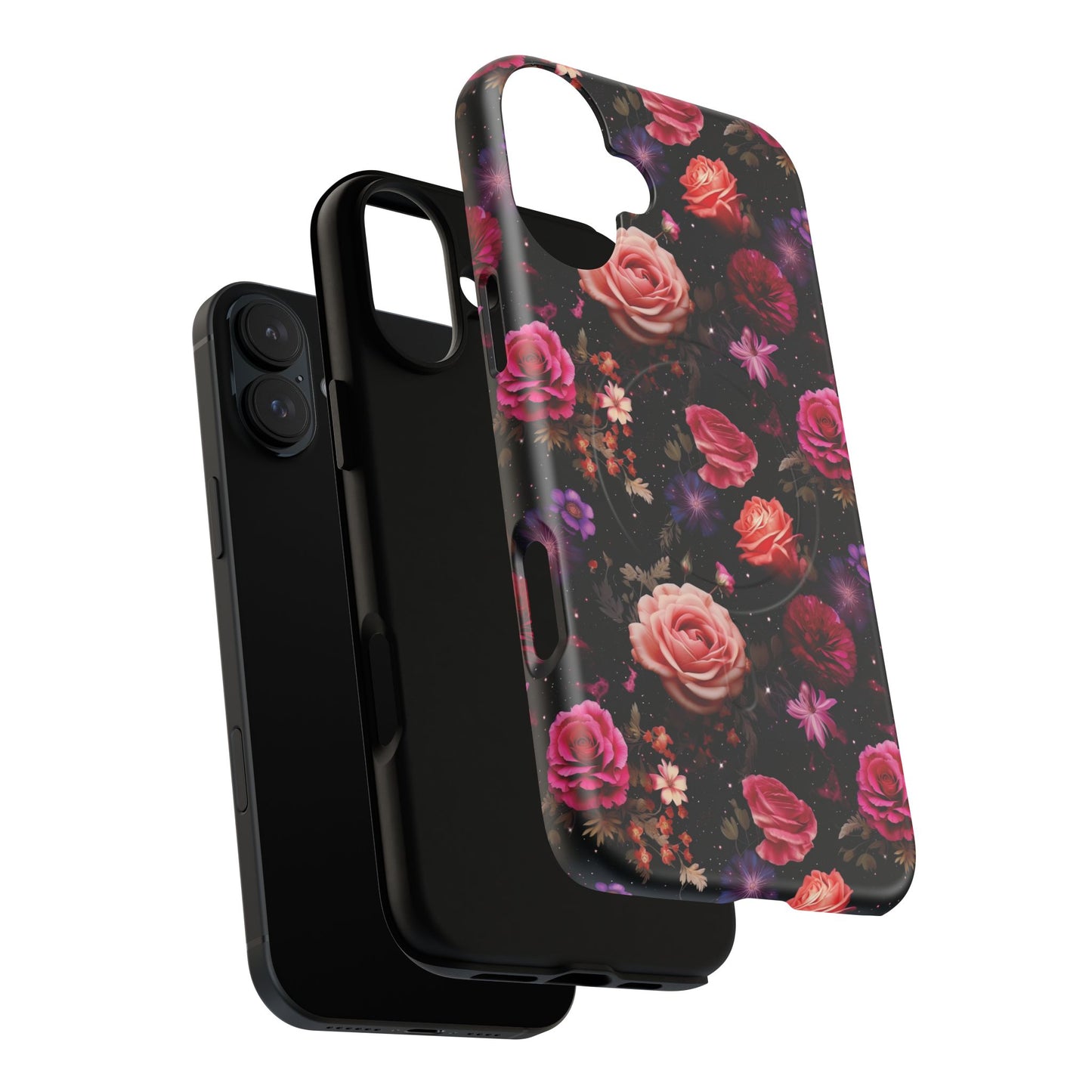 Starry Rose Garden Tough Magnetic Phone Case, Stylish Phone Cover, Gift for Her, Elegant Floral Design, Durable Phone Accessories