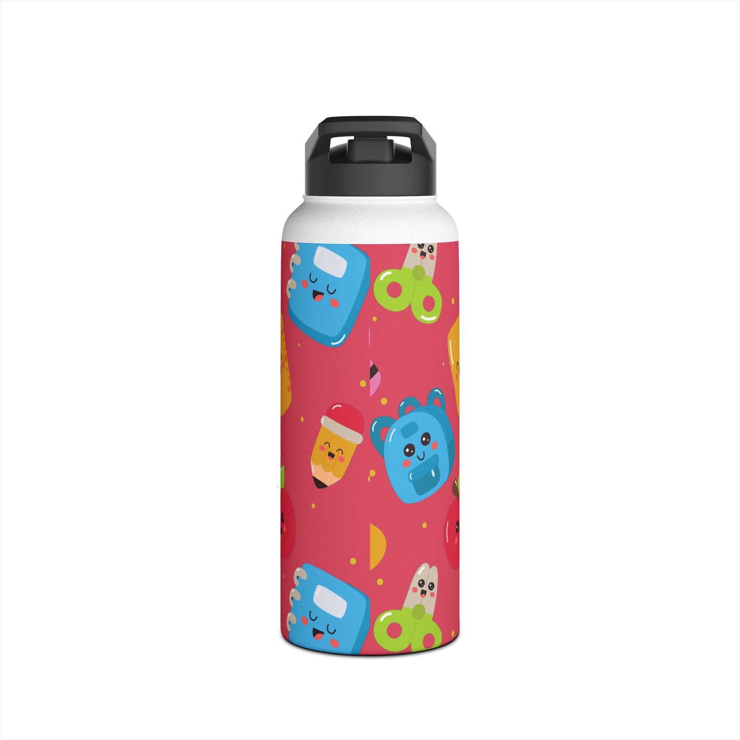 Personalized Kawaii Composition Book Inspired Stainless Steel Water Bottle for Kids, School Supplies, Eco-Friendly Drinkware, Back to School, Teacher Gifts