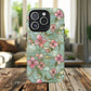 Aqua Bloom Serenity Tough iPhone Magnetic Cases, Cute Flower Design, Stylish Protection, Gift for Her, Trendy Accessories, iPhone MagSafe Accessory.