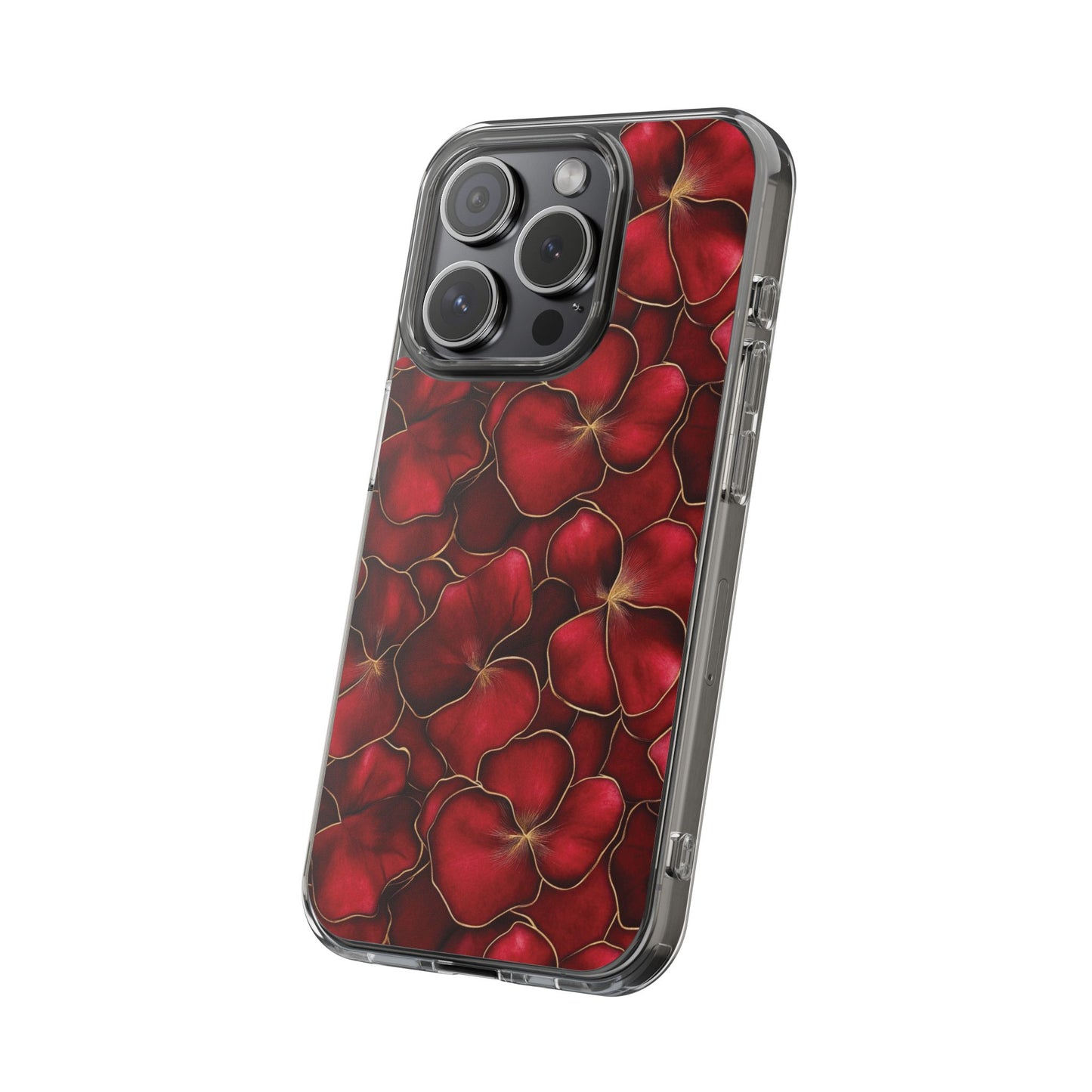 Velvet Petal Noir Floral Petal Clear Impact-Resistant iPhone and Samsung Case.