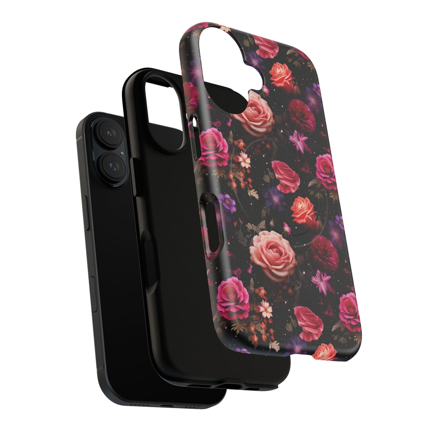 Starry Rose Garden Tough Magnetic Phone Case, Stylish Phone Cover, Gift for Her, Elegant Floral Design, Durable Phone Accessories