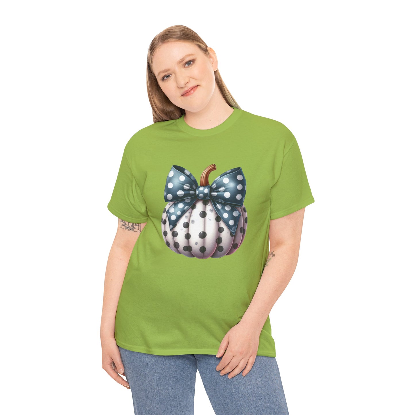 Polka Dot Pumpkin Charm Unisex Heavy Cotton Tee