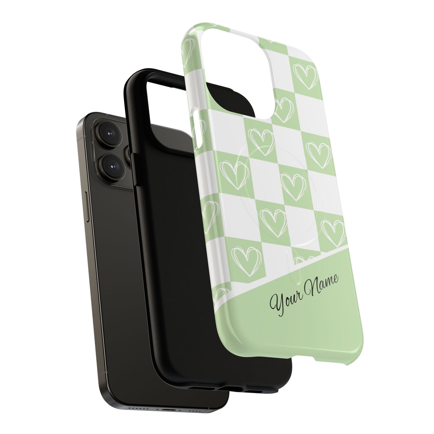 Personalized Chic Heart Pattern iPhone Case | Tough Magnetic Cases, Stylish iPhone Protection, Gift for Her, Trendy Accessories, Everyday Use