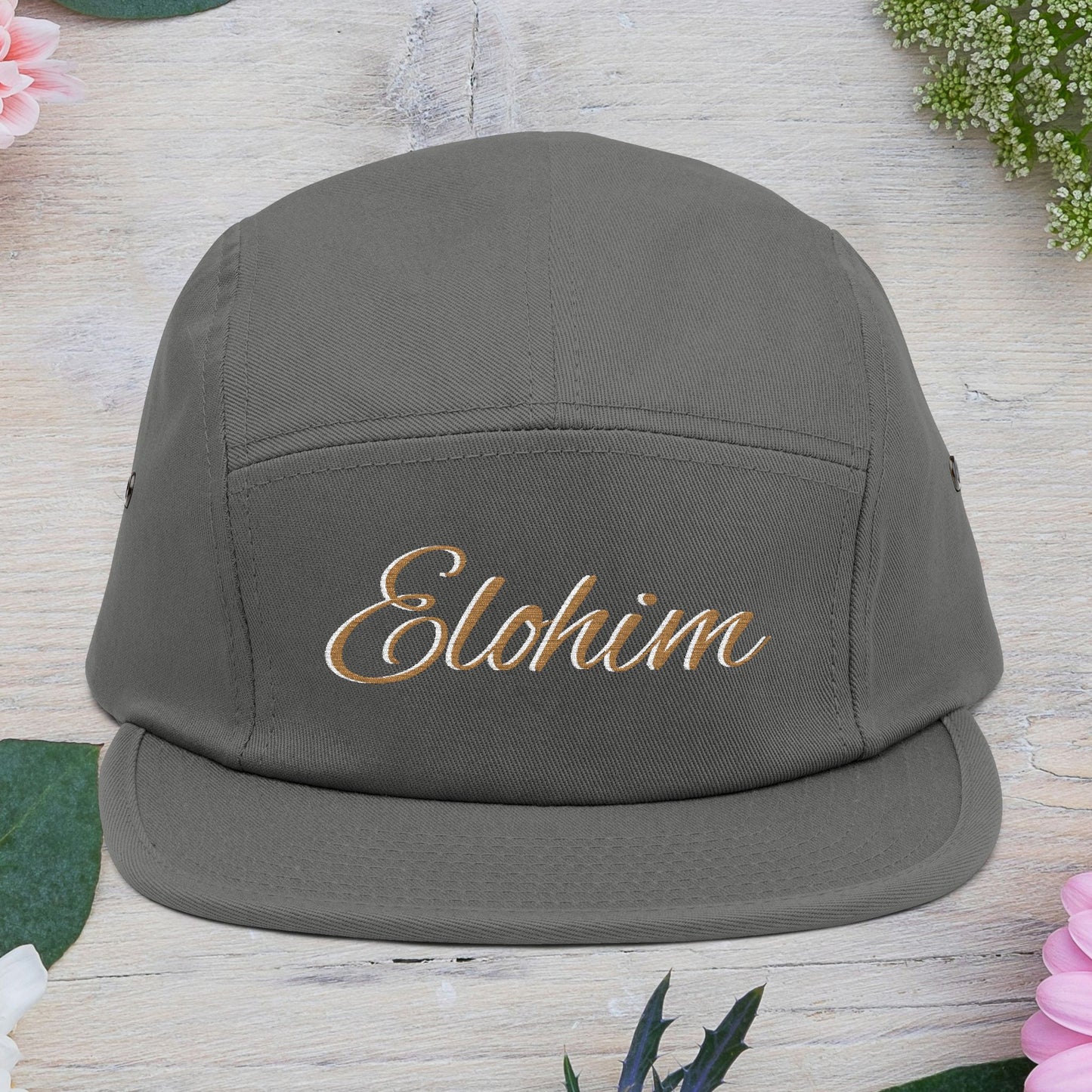 Embroidered 'ELOHIM, GENESIS 1:1'  5 Panel Cap, Trendy Hat, Outdoor Gear, Streetwear Accessory, Unique Gift, Fashion Statement
