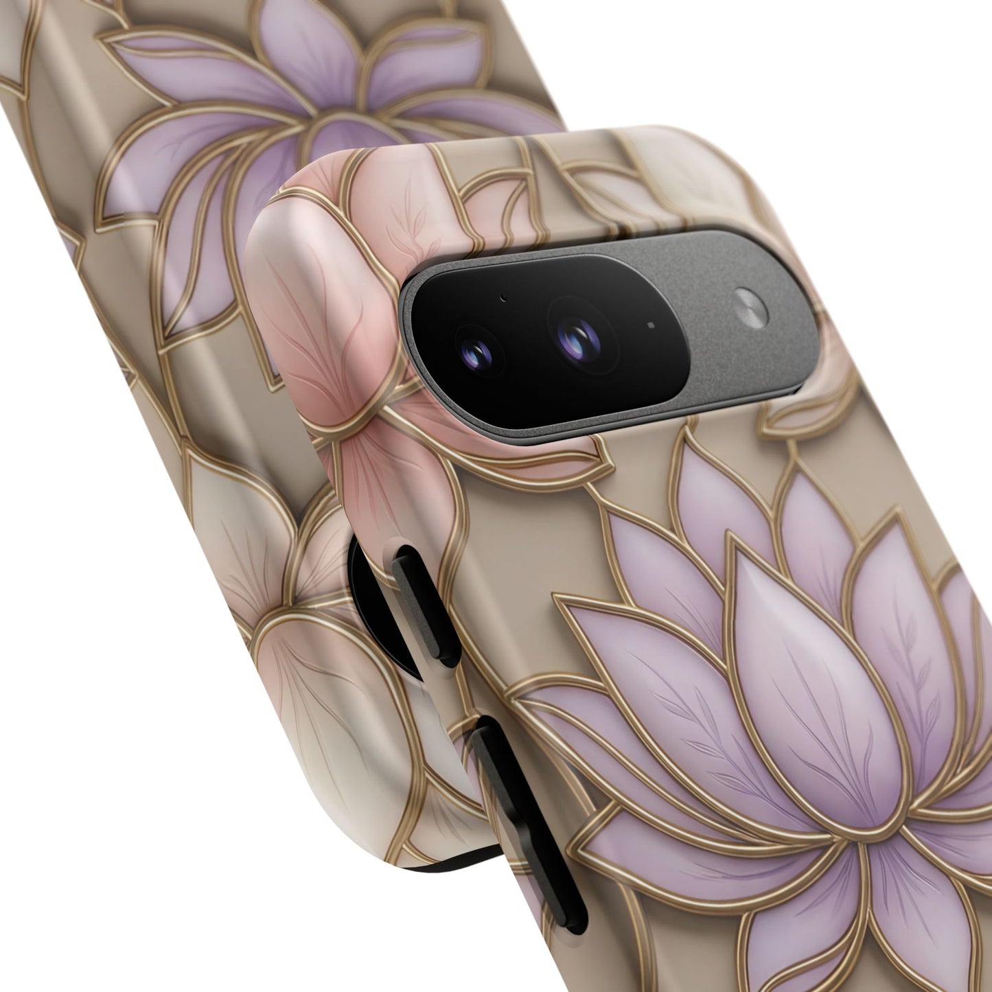 Personalized Lotus Floral Stained Glass Effect Tough Phone Case