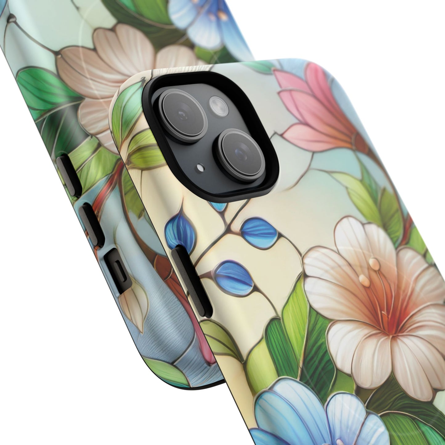 Rose Petal Mosaic Tough iPhone Magnetic Case, Durable Protection, Stylish iPhone Design, Gift for Her, Nature Lover, Unique Stained Glass  Accessory