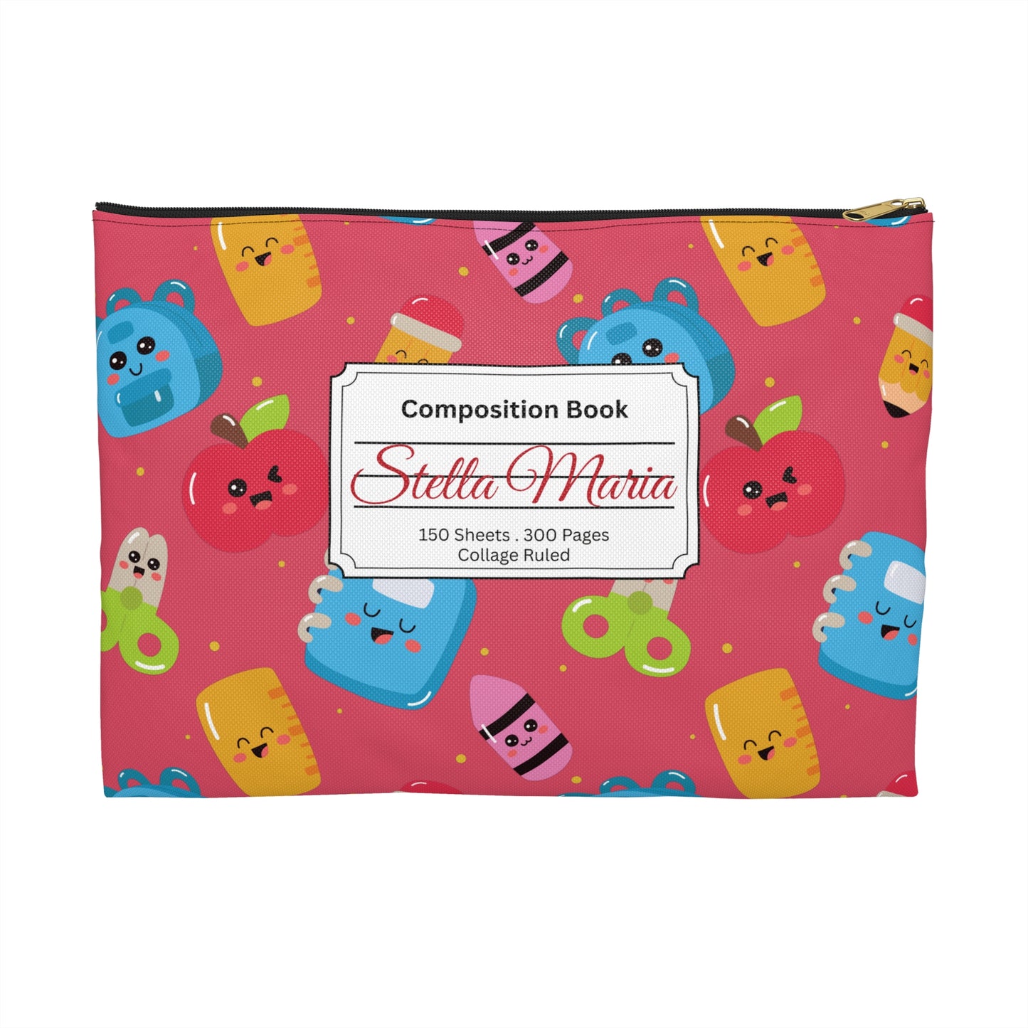 Personalized Kawaii Composition Book Inspired Accessory Pouch, Kids School Supplies, Classroom Organizer, Teacher Gift, Fun Stationery Case, Back to School