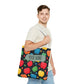All-Over Apple Print Personalized Tote Bag — Durable Everyday Carry (3 Sizes, 5 Handle Colors)