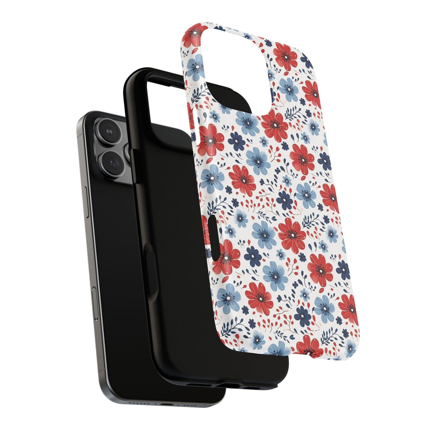 Patriotic Floral Dreams Tough Magnetic iPhone Cases, Durable, Stylish, Gift for Her, Protective Phone Cover, Spring Floral Design