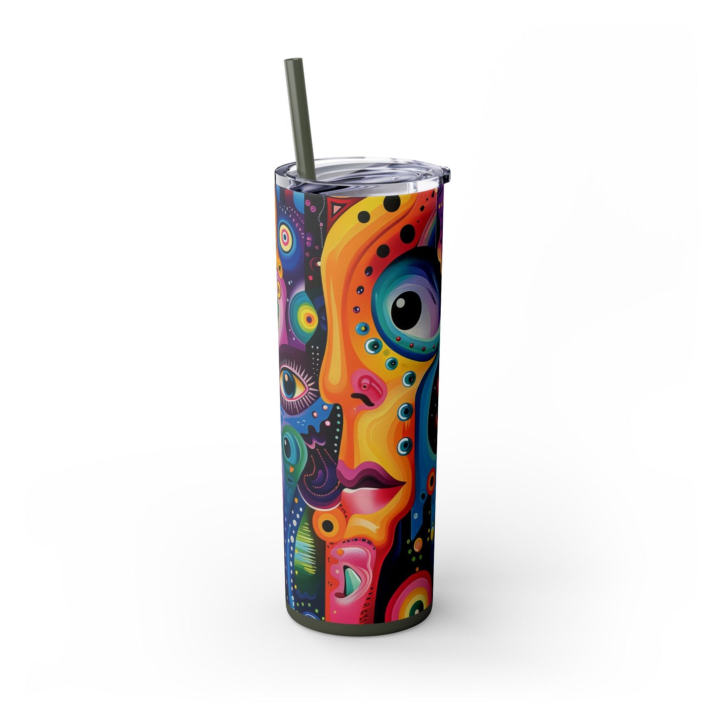 Psychedelic Visions Skinny Tumbler with Straw, 20oz