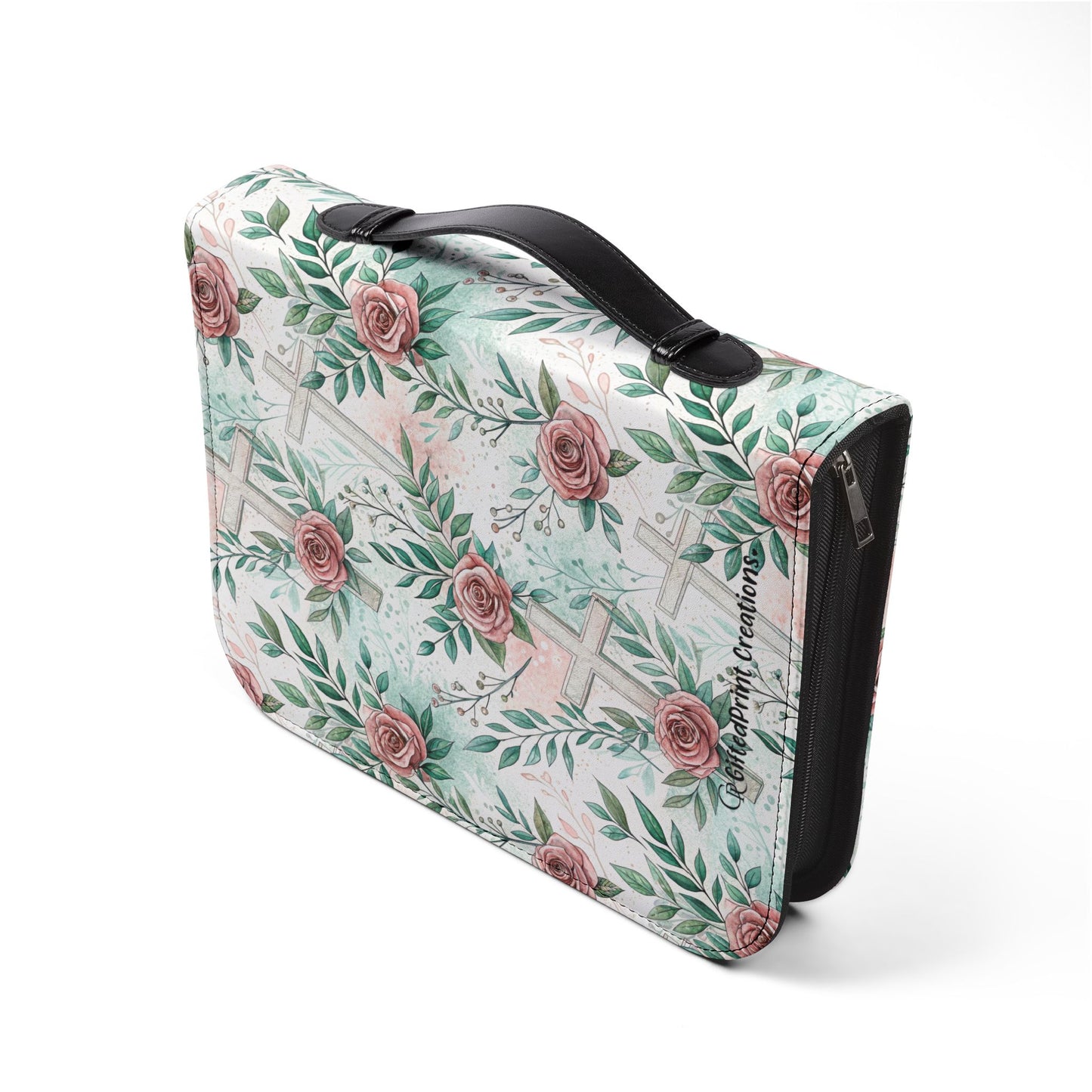 Floral Cross Bible Cover - Personalized Christian Journal Sleeve| Baptism | Christening | Anniversary | Birthday Gifts.