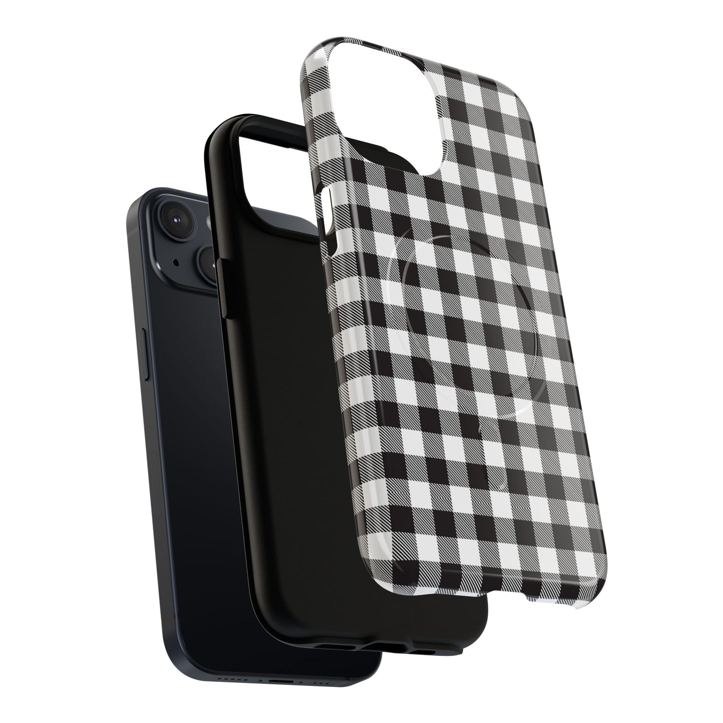 Black and White Gingham Phone Case, Tough Magnetic Cases, Stylish Phone Cover, Gift for Her, Trendy Phone Accessory, Checkered Print