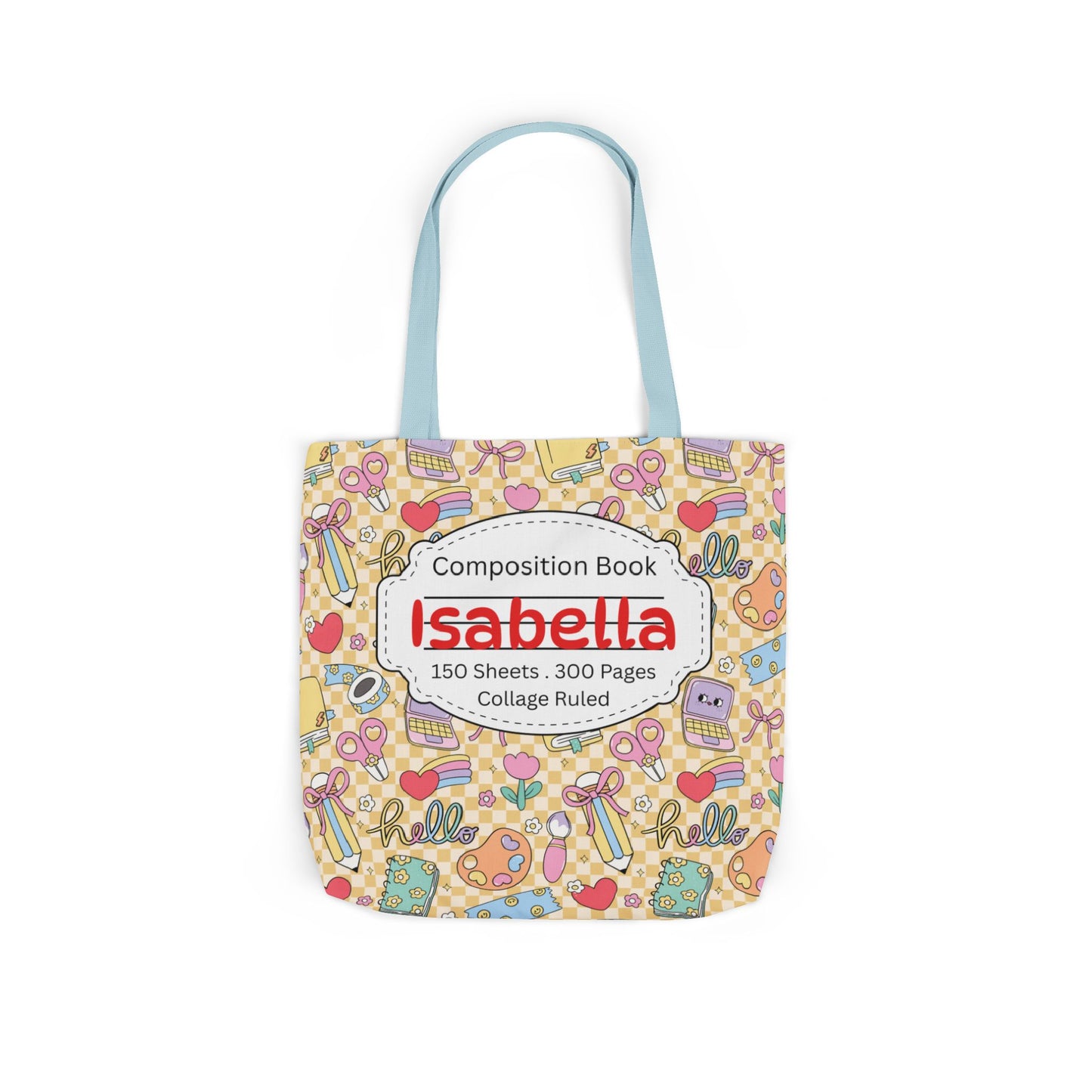 Personalized Doodle Daydream Composition Book Inspired Canvas Tote Bag with Colorful Straps, Cute School Bag, Eco-Friendly Tote, Back to School Shopping Bag, Teacher Gift Idea