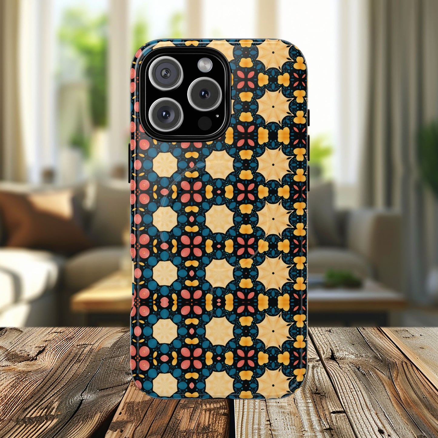 Celestial Spice Tiling Colorful Tough Magnetic iPhone Case, Unique iPhone Cover, Artistic Mobile Shell, Durable Design Accessory, Trendy Gift Idea, MagSafe® iPhone Case.