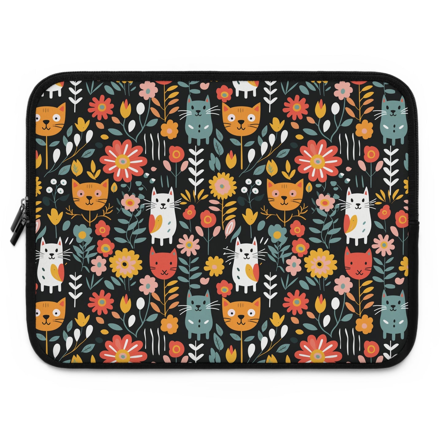 Whimsical Feline Garden Laptop Sleeve