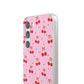 Personalized Cherry Blossom Dreams Flexi Case — Pink Retro Cherry iPhone® 7/8, 11, 12, 13, 14, 15, 16, 17, X/XS, SE, XR, Mini, Pro, Pro Max, Plus Cases.