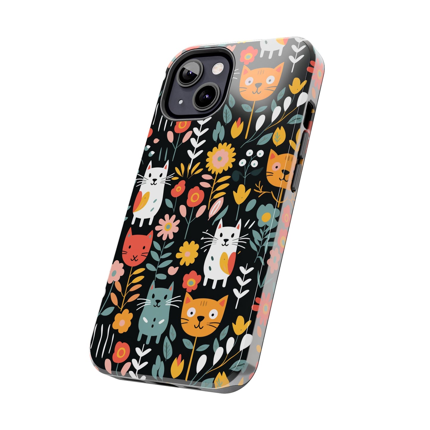 Whimsical Feline Garden iPhone and Samsung Tough Phone Cases,