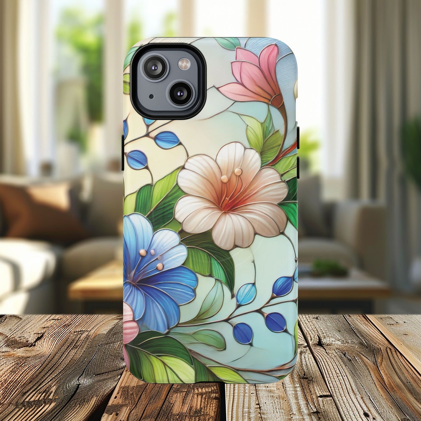 Rose Petal Mosaic Tough iPhone Magnetic Case, Durable Protection, Stylish iPhone Design, Gift for Her, Nature Lover, Unique Stained Glass  Accessory