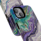 Stylish Purple Acrylic Tough Magnetic iPhone Cases, Unique Protective Cases for iPhone, Colorful Marble Design, Great Gift for iPhone Lovers