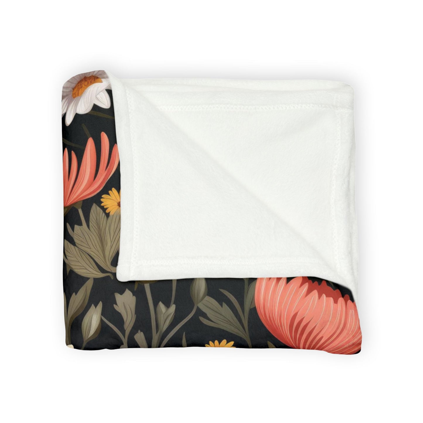 Blossom Elegance: Noir Garden Soft Minky Blanket''