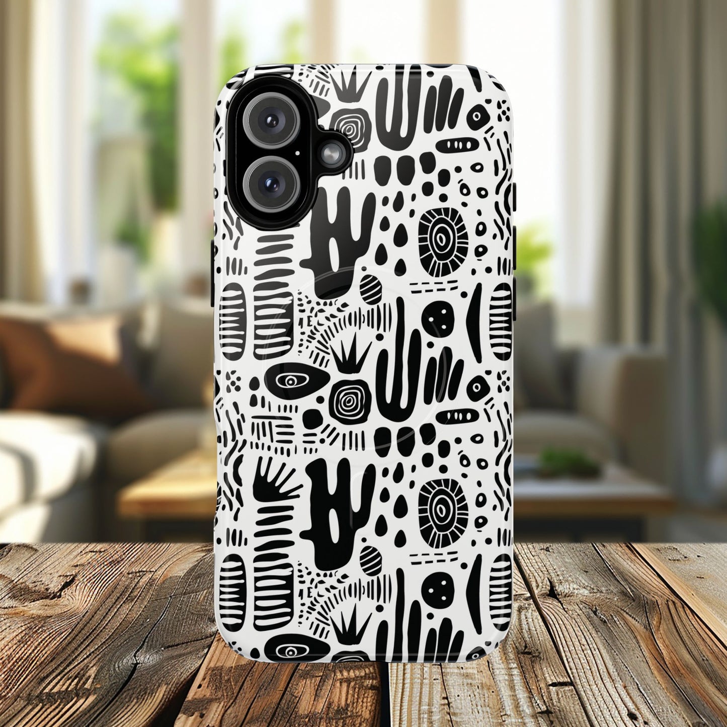 Abstract Monochrome Tough Magnetic iPhone Cases, Stylish Phone Cover, Durable Phone Protector, Modern Tech Accessories, Unique Gift Ideas