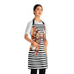 Striped Brown Bow Grilling Apron with Tie Straps (AOP).