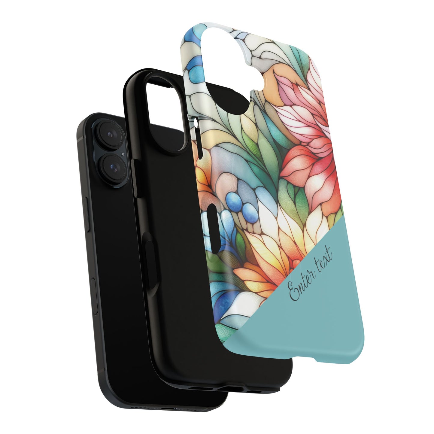 Personalized Radiant Gardenlight Stained Glass Tough MagSafe Magnetic Case, Vibrant Flower Cover, Durable Protective Case, Unique Gift for Her, Spring Elegance, iPhone® 13, 14, 15, 16, 17, Pro, Pro Max, Plus Cases.