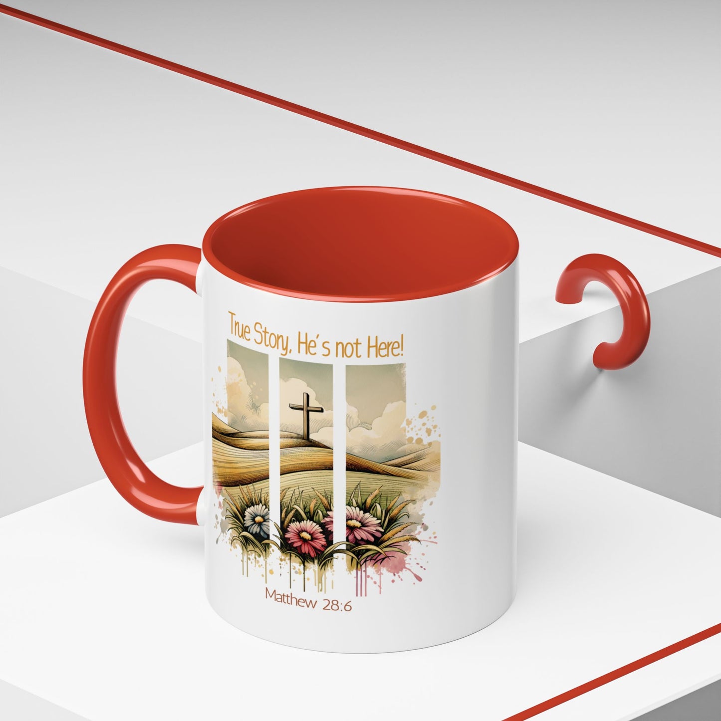 Inspirational Accent Coffee Mug - 'True Story, He’s Not Here!' - Perfect for Faith Lovers & Gift Ideas