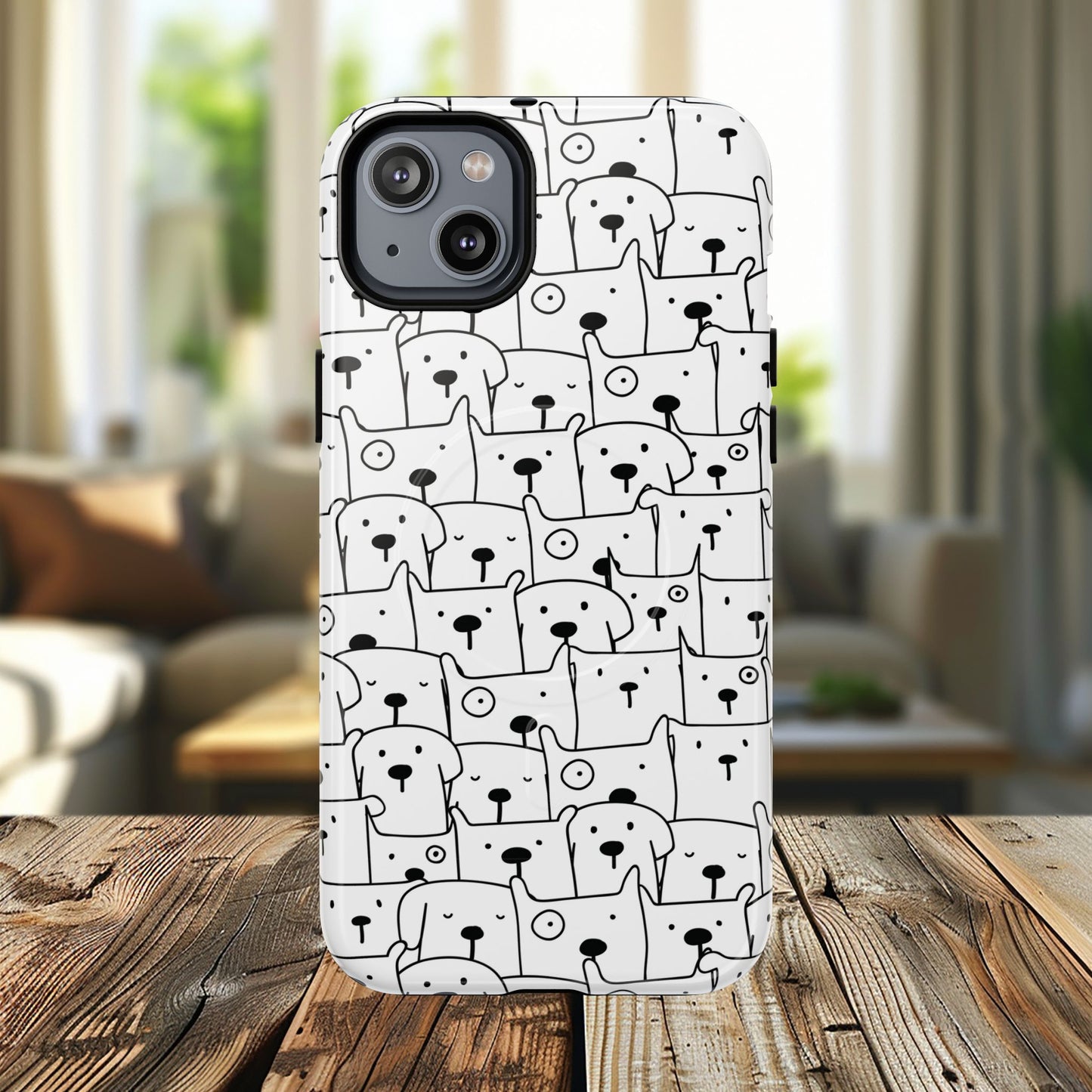 Cute Woof Line-Up iPhone Case, Tough Magnetic Case for Pet Lovers, Stylish Phone Accessory, Gift for Dog Owners, Protective Pet Case
