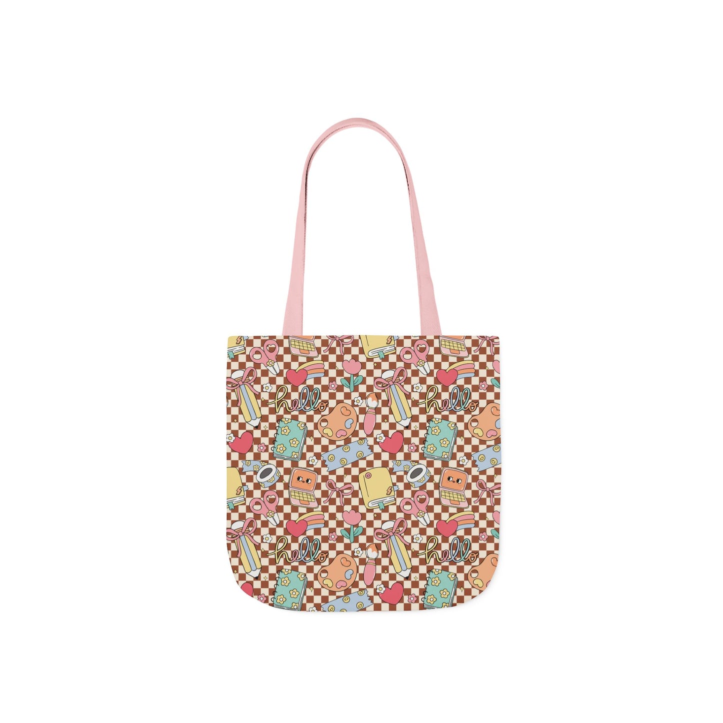 Personalized Brown Doodle Daydream Composition Book Inspired Canvas Tote Bag with Colorful Straps, Cute School Bag, Eco-Friendly Tote, Back to School Shopping Bag, Teacher Gift Idea