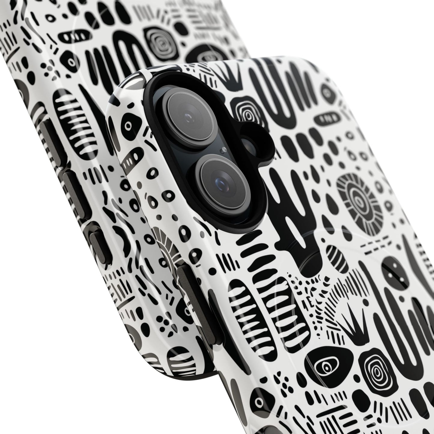 Abstract Monochrome Tough Magnetic iPhone Cases, Stylish Phone Cover, Durable Phone Protector, Modern Tech Accessories, Unique Gift Ideas