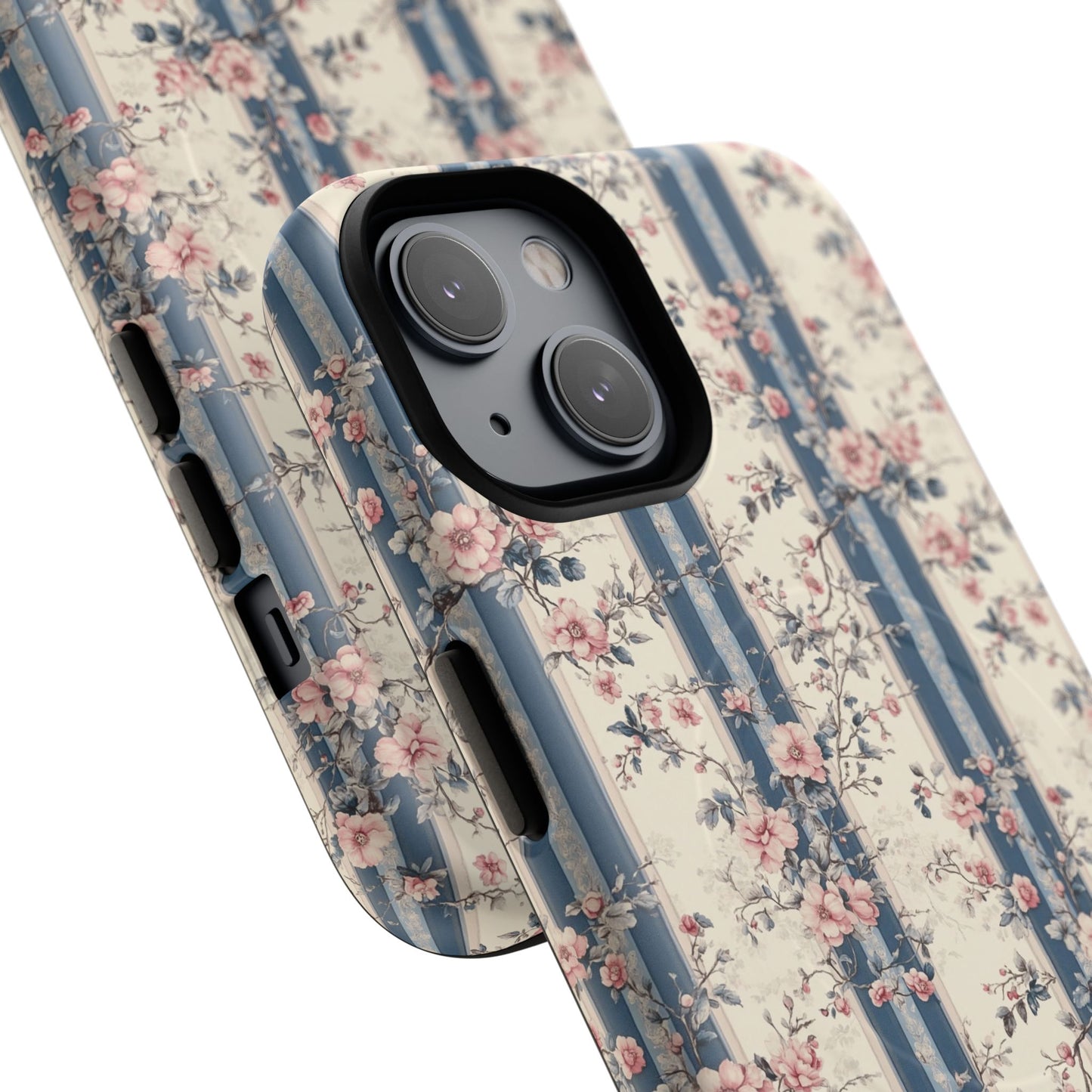 Victorian Rose Stripe iPhone Case, Tough Magnetic Cases for Stylish Protection, Flower Pattern iPhone Cover, Trendy Gift Idea for Her