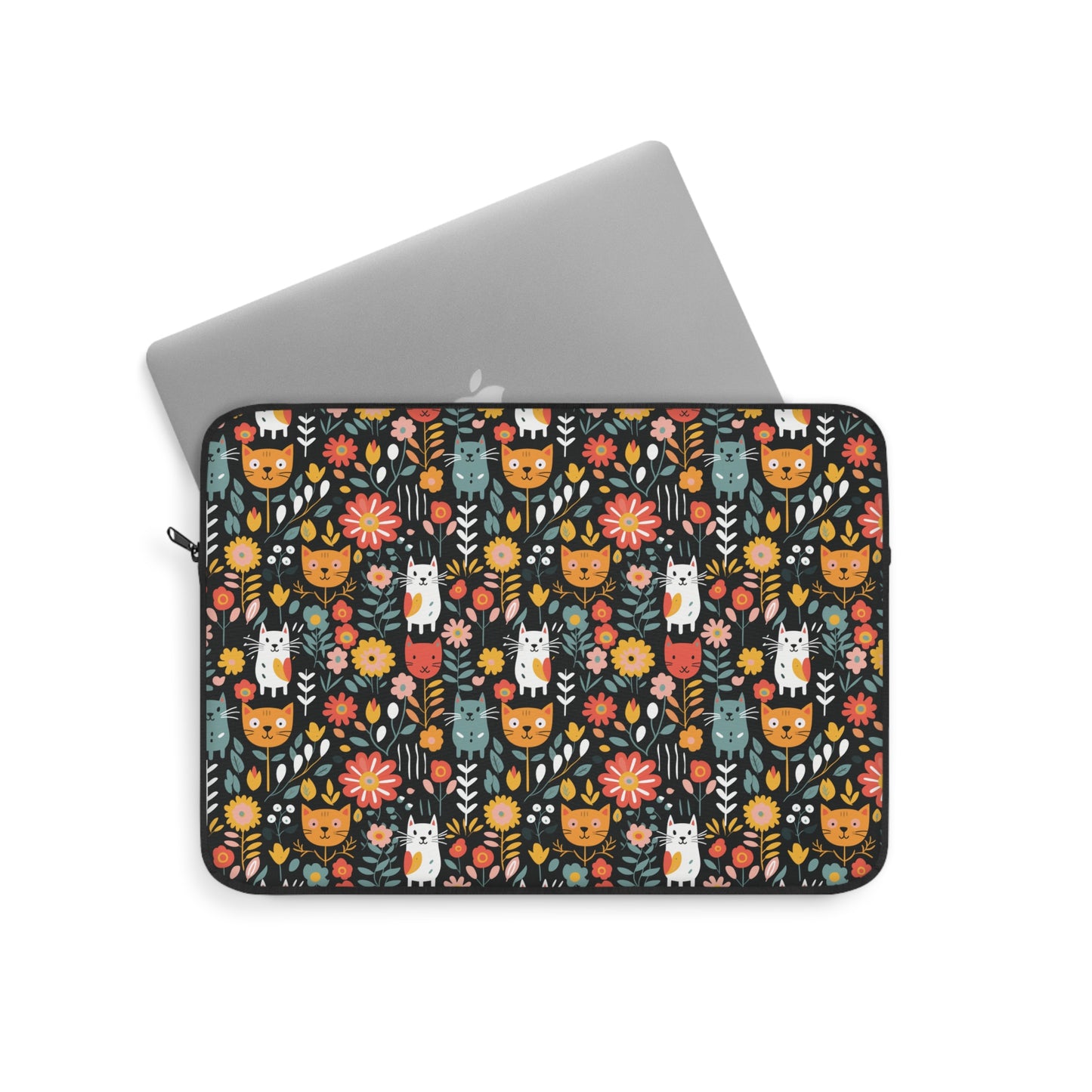 Whimsical Feline Garden Laptop Sleeve