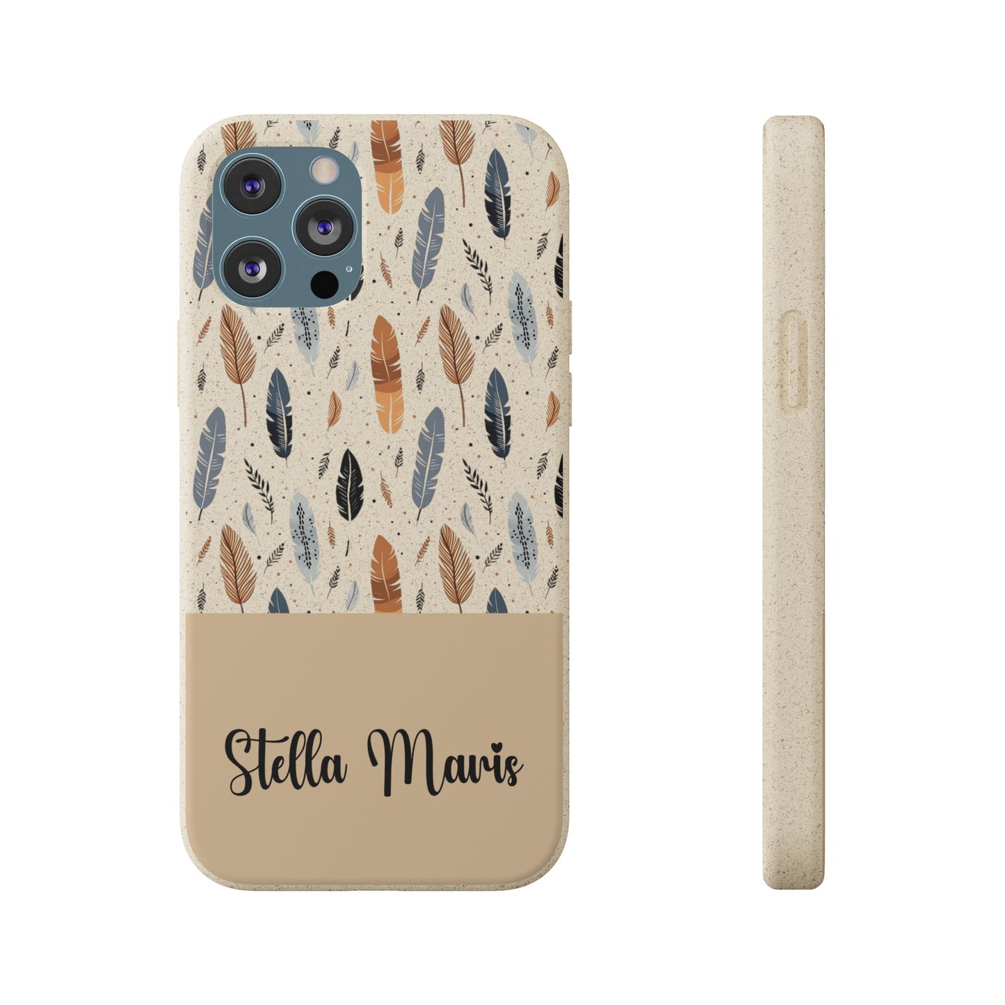 Personalized Whispering Feathers Samsung Biodegradable Case, Custom Name Case.