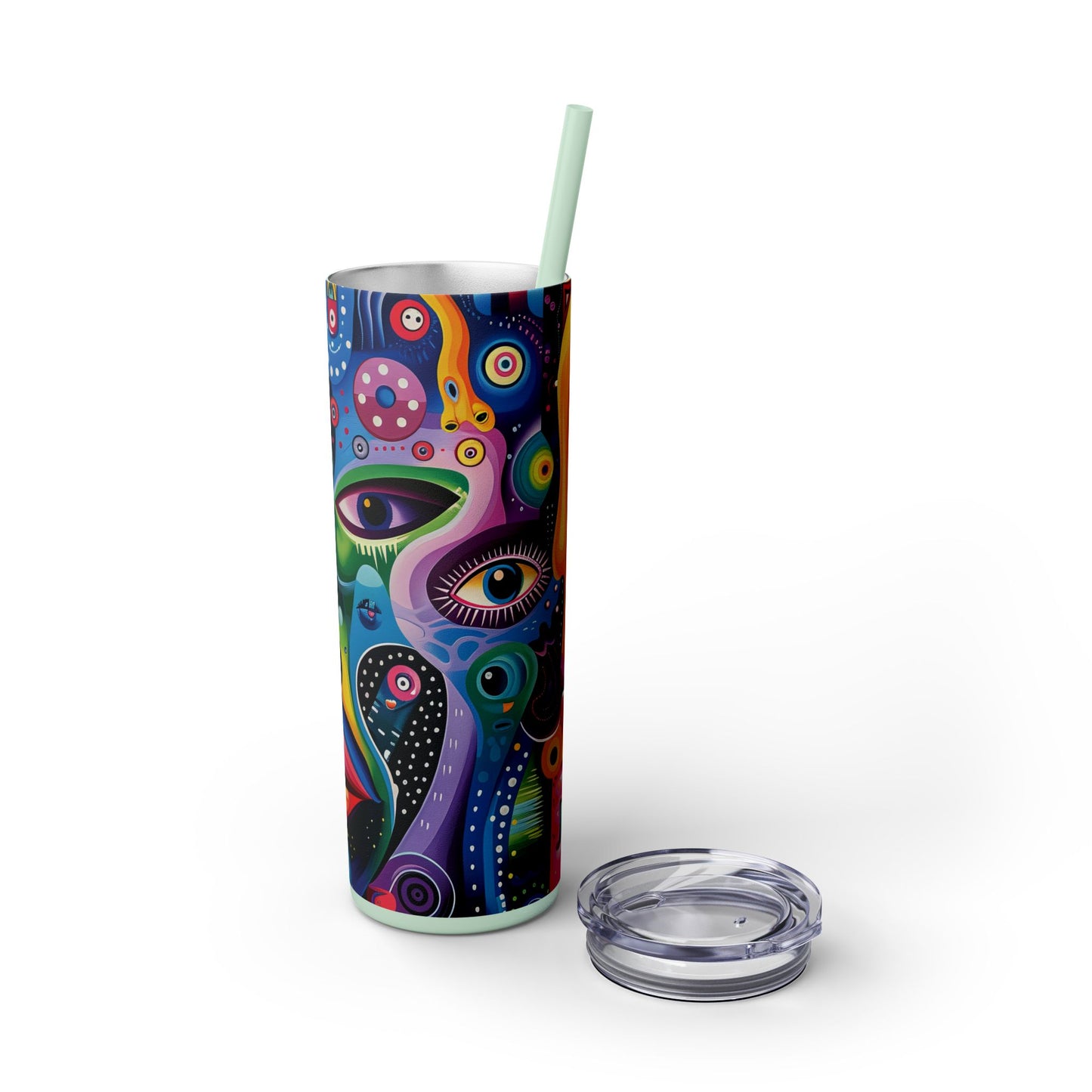 Psychedelic Visions Skinny Tumbler with Straw, 20oz