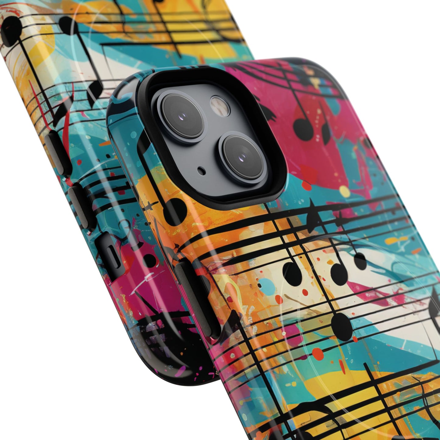 Vibrant Music Note Phone Case, Tough Magnetic Case, Music Lover Gift, Colorful Phone Accessory, Customizable Phone Cover, Unique Gift Idea