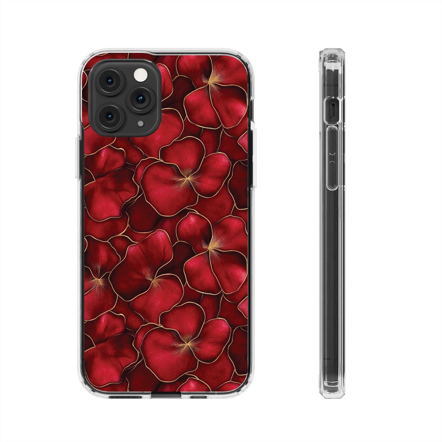 Velvet Petal Noir Floral Petal Clear Impact-Resistant iPhone and Samsung Case.
