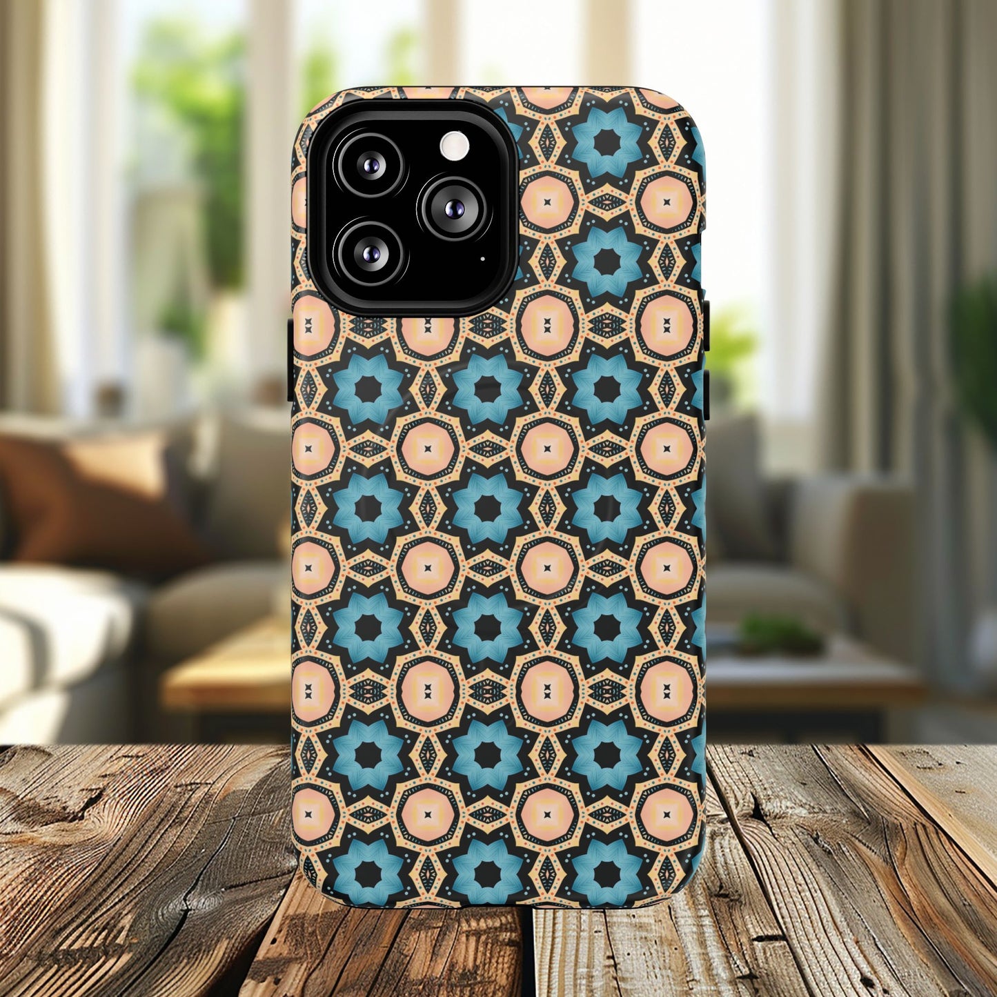 Sahara Star Mosaic Colorful Geometric iPhone Cases, Tough Magnetic iPhone Cases, Vibrant Design iPhone Cover, Durable iPhone Protection, Stylish Tech Accessories.