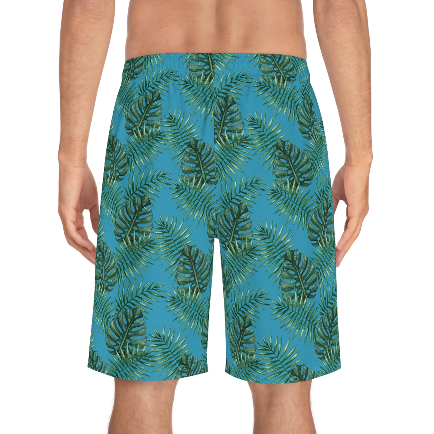 Turquoise Tropical Bliss Men's Board Shorts (AOP)- (PY)