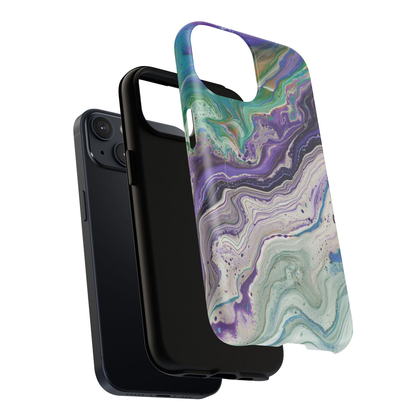 Stylish Purple Acrylic Tough Magnetic iPhone Cases, Unique Protective Cases for iPhone, Colorful Marble Design, Great Gift for iPhone Lovers