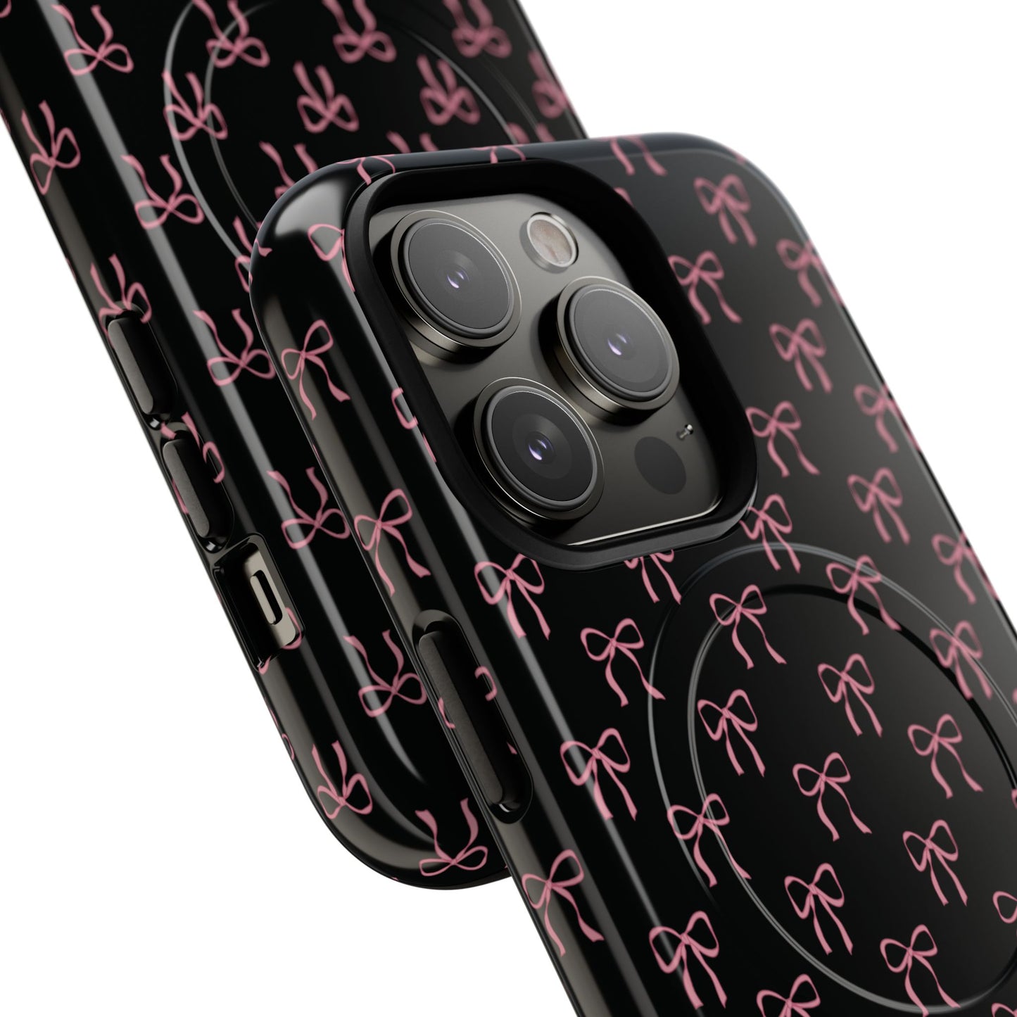 Coquette Chic Bow-Patterned Tough Magnetic iPhone Case, Stylish Gift for Her, Protective iPhone Cover, Trendy Accessory, iPhone Birthday Gift, Fashionable Tech