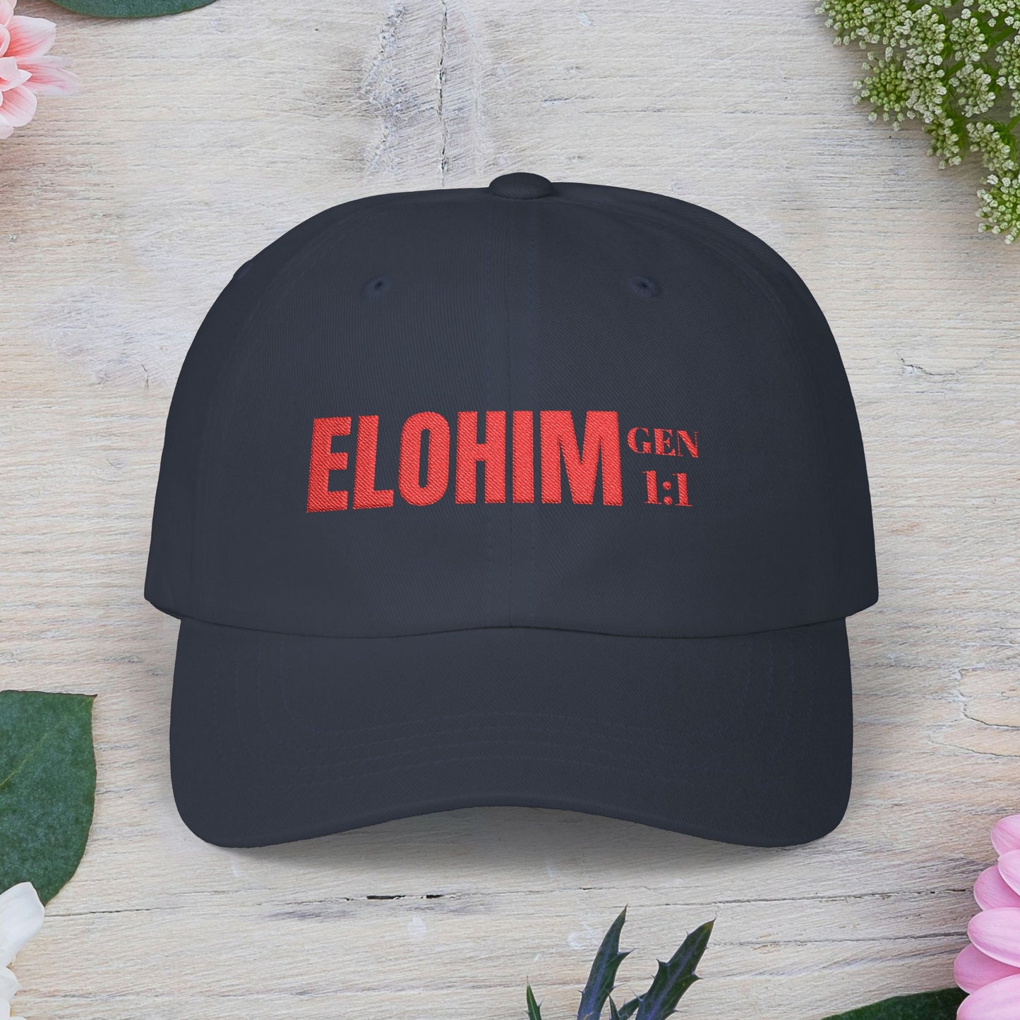 Classic Embroidery Dad Cap with 'ELOHIM, GENESIS 1:1' - Faith-Based Hat, Casual Wear, Gift for Dad, Christian Accessory, Summer Fashion