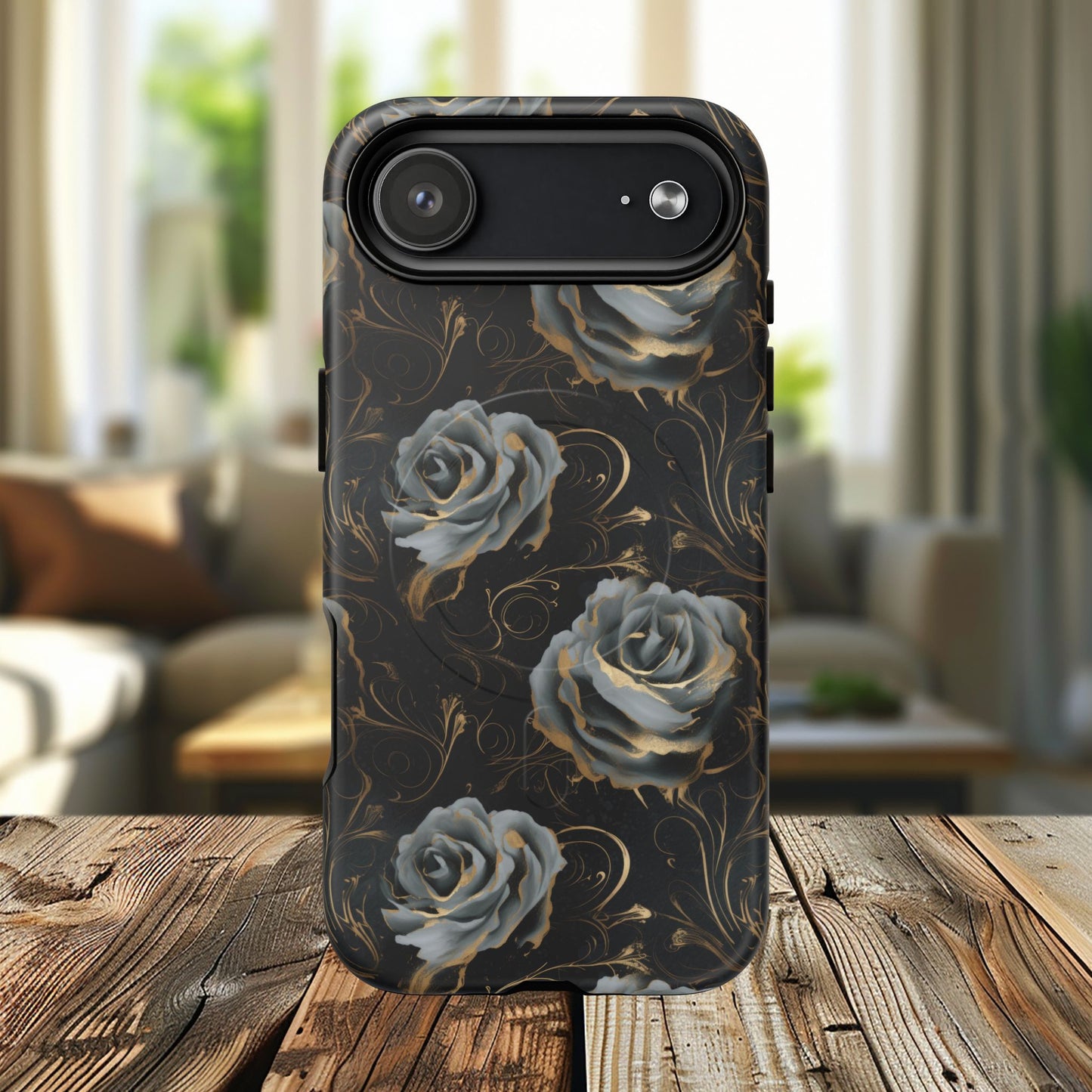 Midnight Bloom Tough iPhone Magnetic Cases,  iPhone 14, iPhone 15, iPhone 16, Pro, Pro Max, Plus MagSafe Case, Protective Tech Accessories, Gift for Her, Floral Design