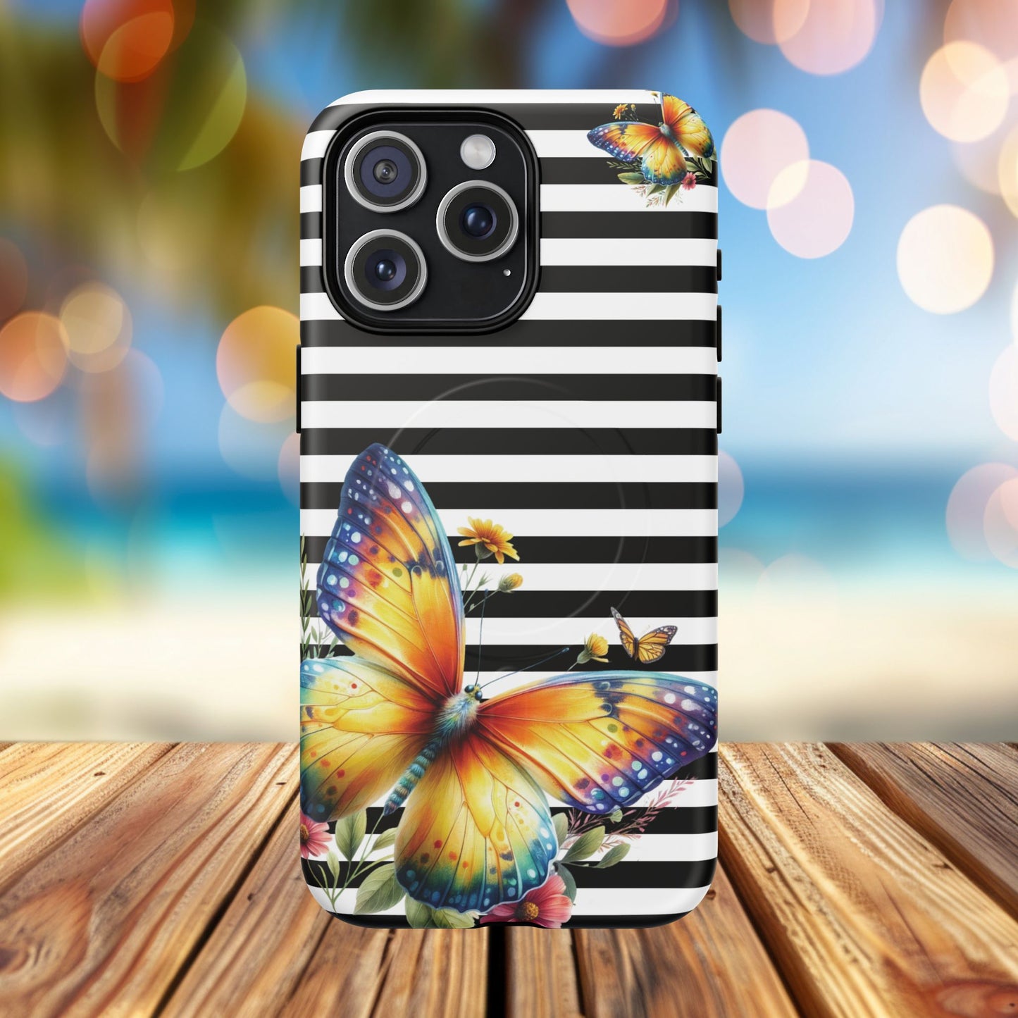 Botanic Flight Tough iPhone Magnetic Cases, Floral iPhone Cover, Stylish Tech Accessory, Gift for Nature Lovers, Butterfly Design, Unique Phone Protector